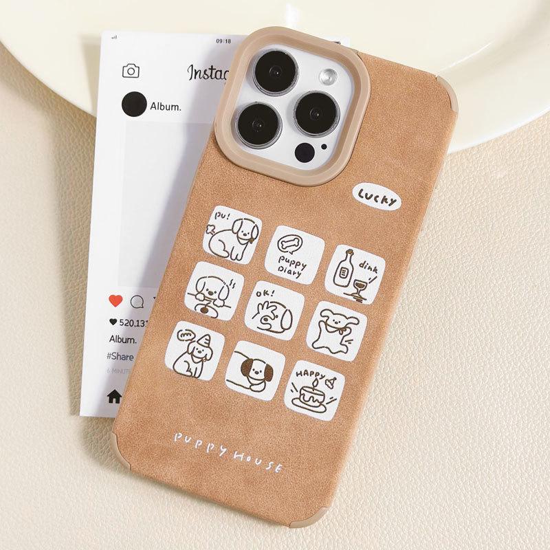 Zhitai Retro Leather Cartoon Case, Compatible with iPhone 12-16, including iPhone 14 Pro and 13.