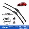 Wiper Blades for Honda Civic 8 9 3D 4D 5D 2005-2017 Front Double Rubber Strip Wiper Blade Windshield Brushes Windscreen Window Accessories