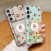 Cherry Print Card Slot Clear Soft Silicone Case For Samsung S25 Ultra S24 FE S23 S22 A36 A56 A55 A16 A06 A15 A26 Slim Shockproof Phone Cover