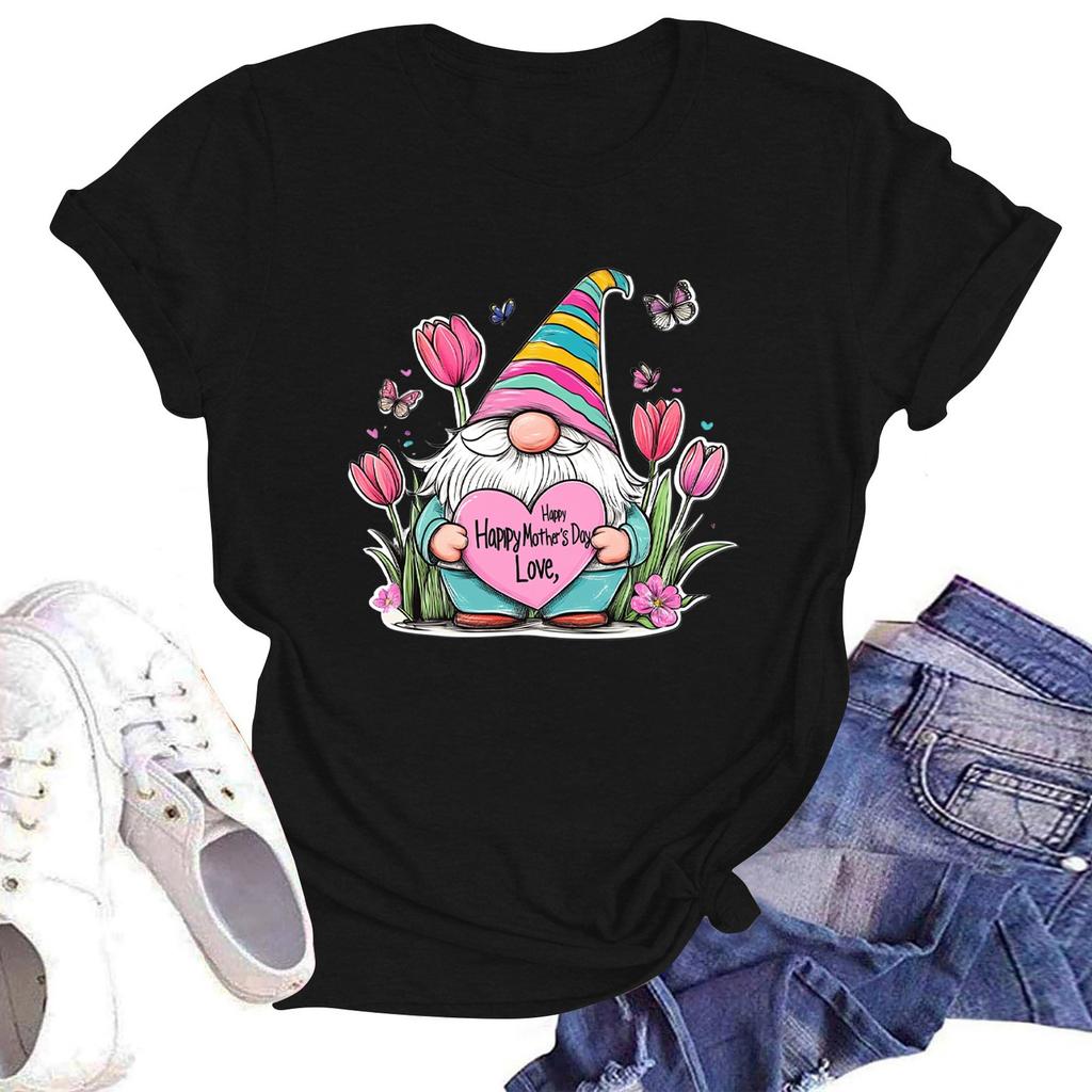 Женская повседневная футболка с круглым вырезом и короткими рукавами с принтом