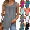 Womens Casual O Neck Loose Solid Color Sleeveless Top T-shirt  Summer Tank Tops For Women Tank Camisole Sleeveless Basic Solid Tops