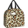 Beige with Leopard Lunch Bags for Women Boys and Girls Waterproof Insulated and Refrigerated Box Tote Bags Reusable Lunch Boxes