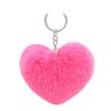 Heart Keychain Key Ring Pendant Handbag Bag Faux Fur Wallet Decor