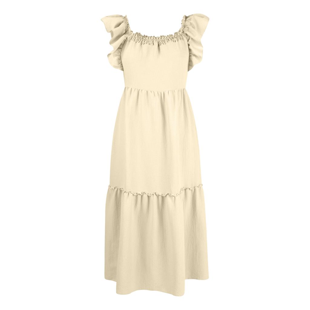 Женское весенне-летнее платье с квадратным вырезом и открытыми плечами, элегантное платье с юбкой с рюшами