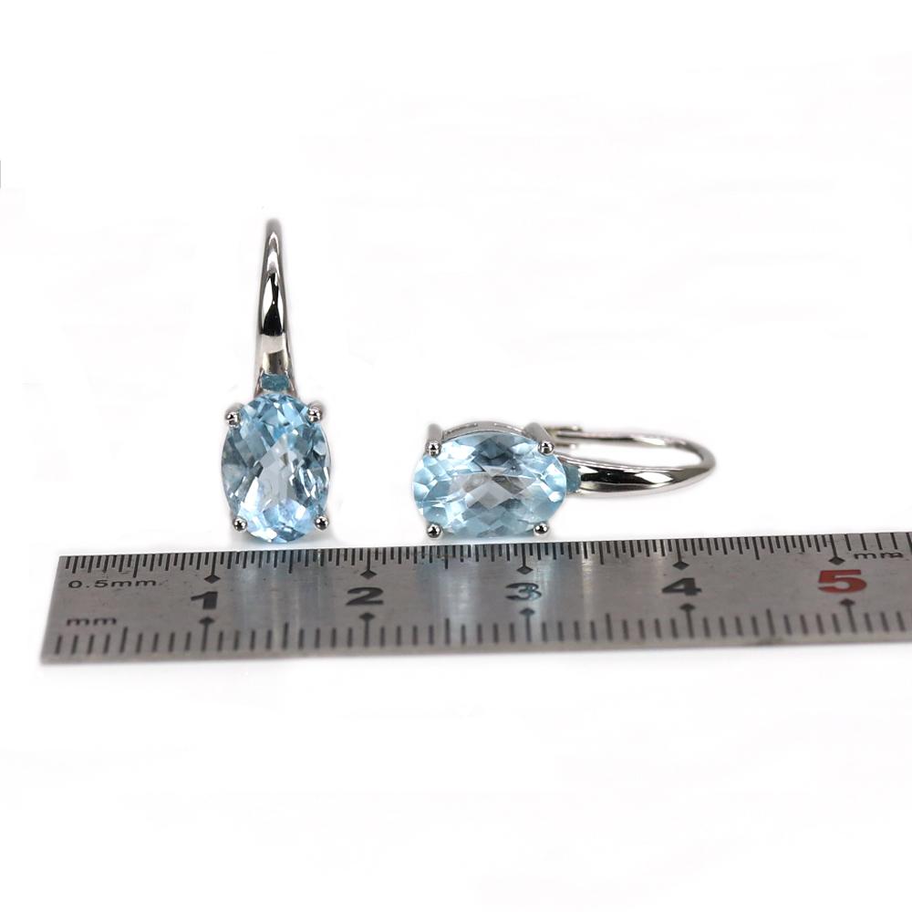 Простые серьги с натуральным небесно-голубым топазом овальной формы 7*10 мм, серьги с драгоценными камнями в шахматном порядке, стерлинговое серебро 925 пробы, изысканные ювелирные изделия, повседневная одежда, подарок