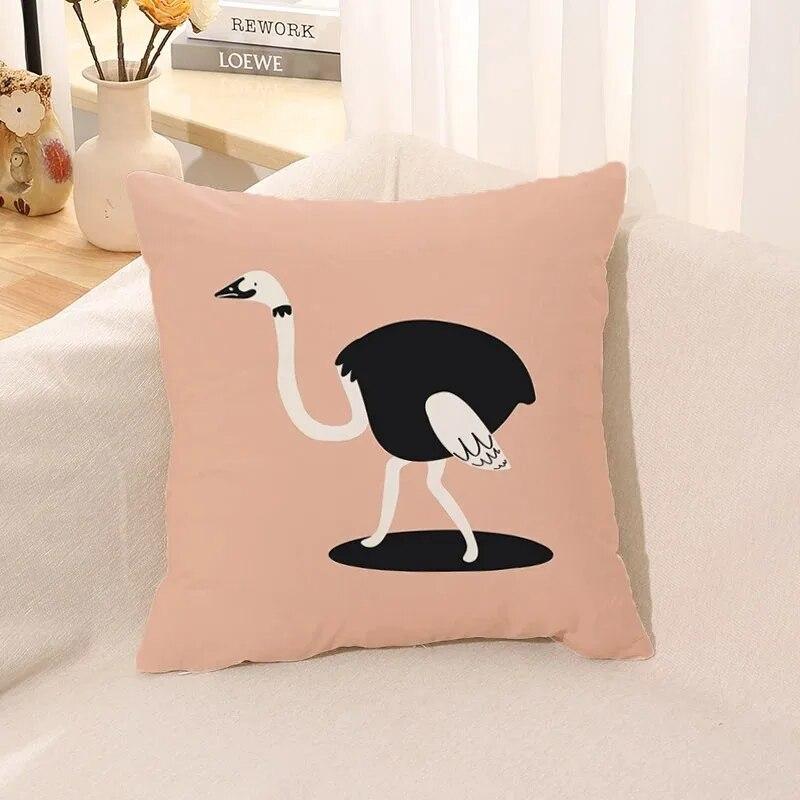 Cartoon Animal Print Pillow Case Living Room Sofa Cushion Cover Bedroom Room Bedside Home Decoration