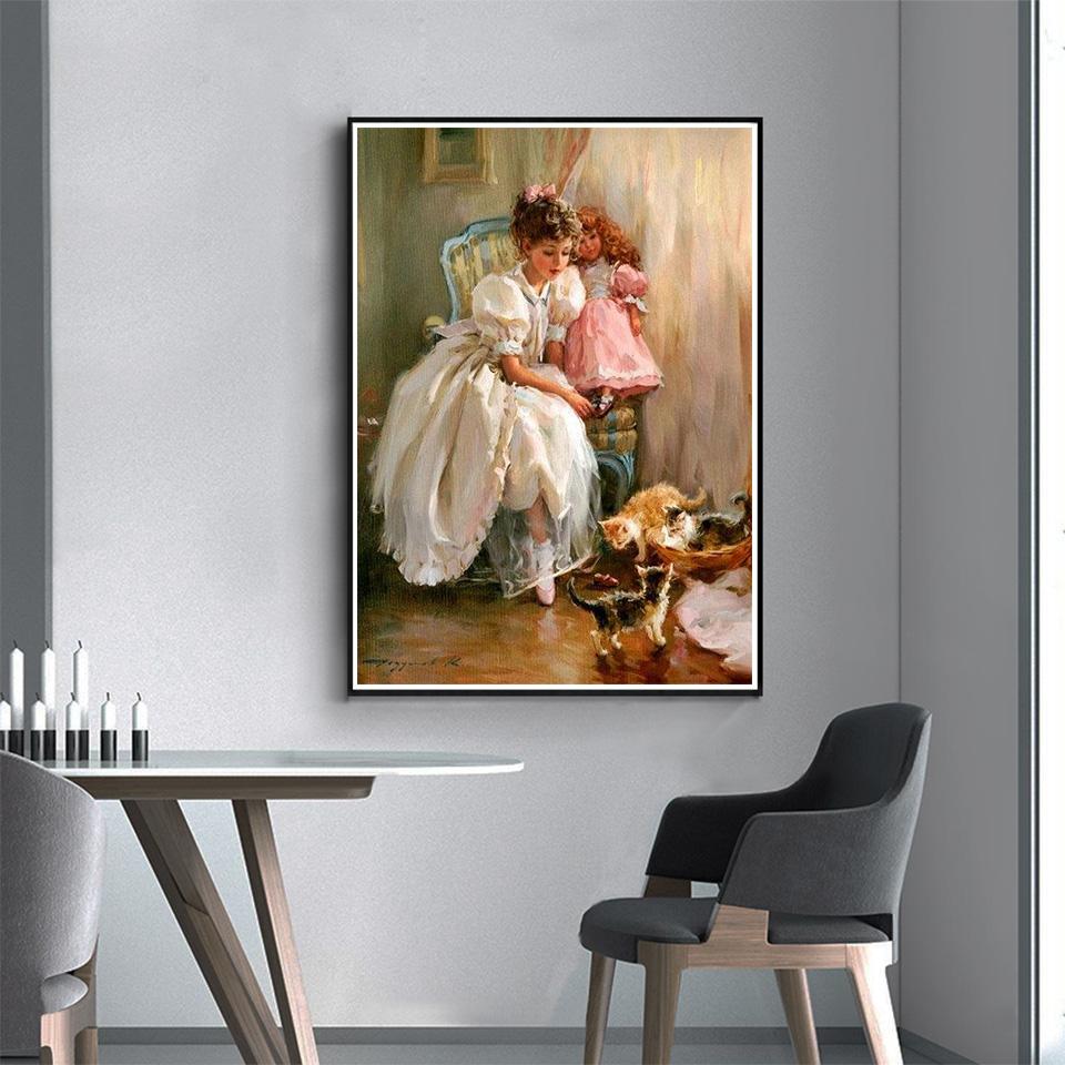 Painting Beauty 5d Diamond Portrait Cross Stitch Kit Diy Full Round Diamond Embroidery Mosaic Art Home Decoration Picture