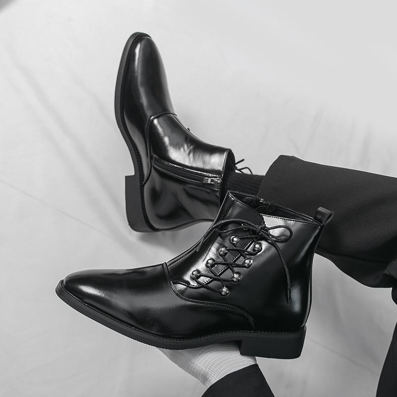 Мужские высокие черные кожаные ботинки Платье Формальный Бизнес Ретро Коричневые ботильоны Смокинг Фиолетовые Свадебные туфли Большой размер