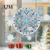Durable Acrylic Holiday Signage Christmas 2D Hanging Ornaments, Stained Glass Style Snowman Santa Snowflake Colorful Window Decorations Hanger