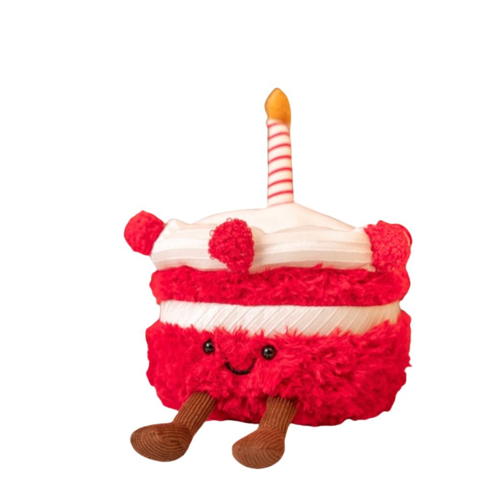 Милый красный торт плюшевая игрушка мультфильм имитация десерт торт мягкая кукла праздничный торт украшение комнаты детские подарки