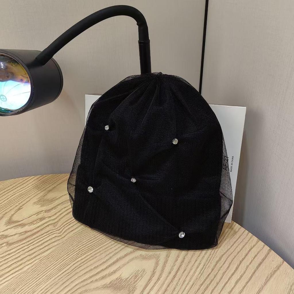 Новая Модная Сетчатая Теплая Шерстяная Шапка со Стразами для Женщин на Осень и Зиму, Утепленная Защита Ушей, Шапка от Холода для Головы, Корейская Версия, Вязаная Шапка Тренд