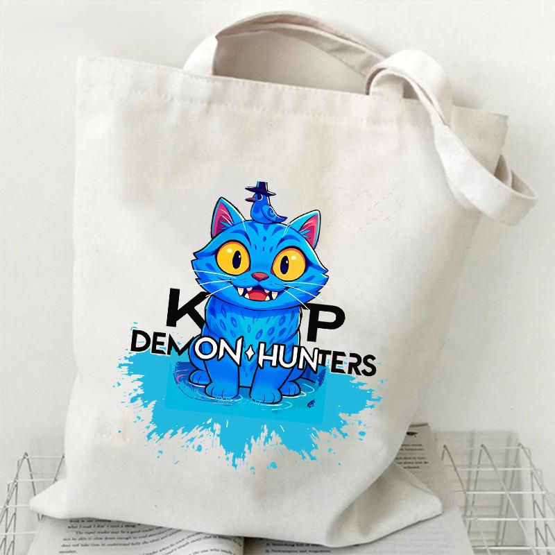 KPOP Группа Охотников на Демонов Холщовая сумка с принтом тигра Сумка через плечо для студентов Повседневная сумка-тоут для покупок