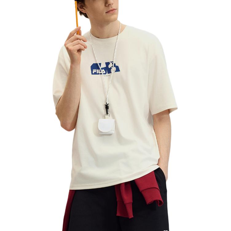 Fila Original SS25 Fashion Simple Casual Loose Round Neck Short Sleeve T-Shirt Men T-Shirt Steam-White F51M529111F-IV