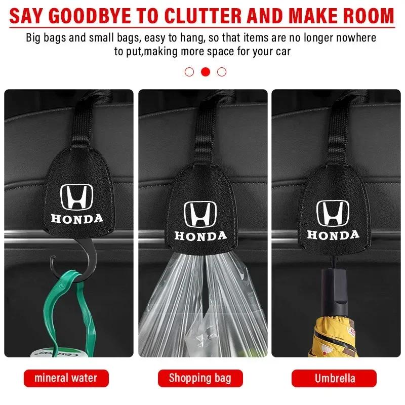 Для Honda 1/2 шт. Кожаные крючки на спинку сиденья автомобиля Портативная вешалка для сумки Для Honda Civic Odyssey Vezel Accord Pilot Fit XRV CRV HR