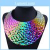 Fashionable Colorful Embossed Metal Disc Design Women Necklace For Punk And Bohemian Looks