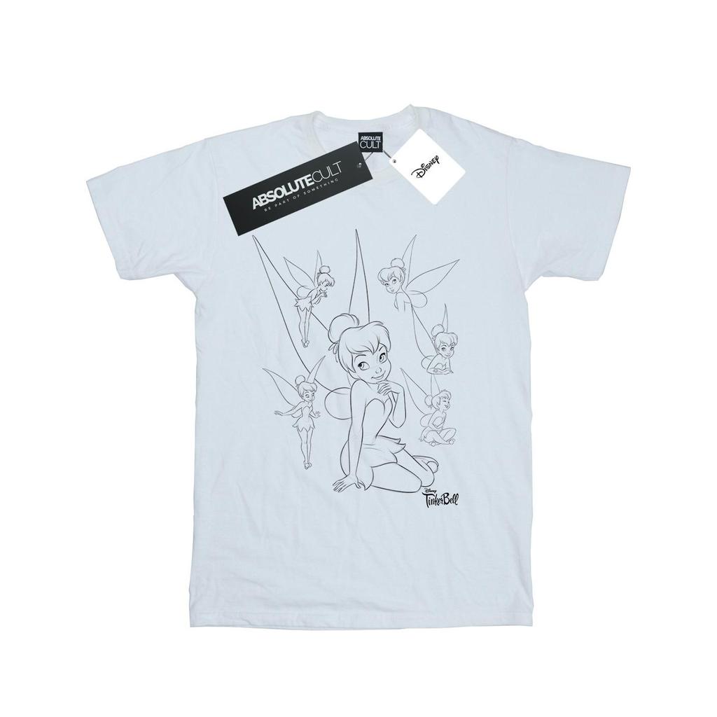 Disney Womens/Ladies Tinker Bell Collage Sketch Cotton Boyfriend T-Shirt