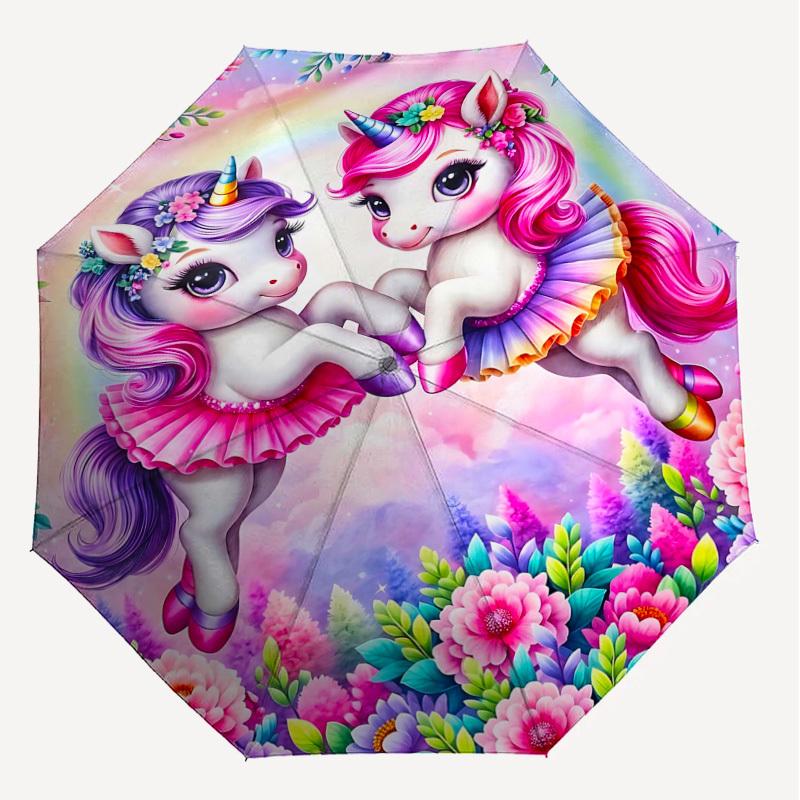1PC Unicorn Umbrella-8-Rib Reinforced, Automatic Open, Lightweight & Durable, Fashion Accessory for Outdoor, H0394