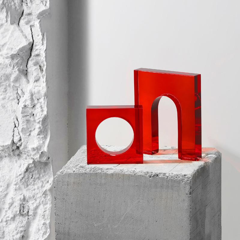 Современные простые синие прозрачные стеклянные геометрические орнаменты подставки для книг и подставки для книг Модель комнаты Офисный стол Мягкие украшения