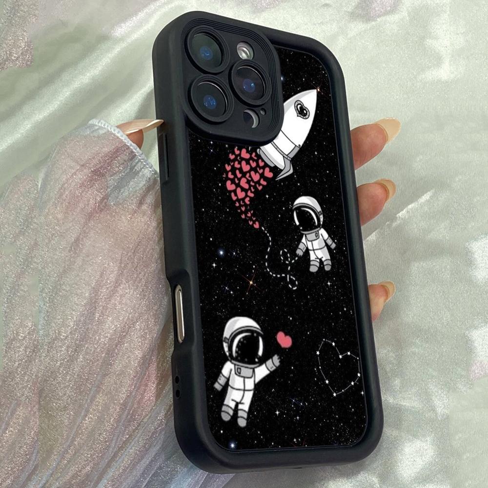 JT219 Милый Космический Астронавт Ракета для iPhone 17 16 15 Pro Max Samsung S26 S25 Ultra A17 A16 A07 A56 A15 A06 Xiaomi 15T Redmi 15c 14C Мягкий ТПУ Чехол