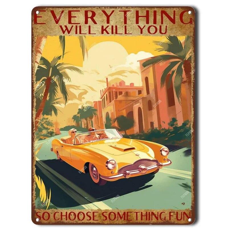 Винтажный пейзаж Гавайи Голландия Санторини Вениция Рим металлические жестяные вывески плакаты тарелка Настенный декор для баров мужская пещера кафе клубы