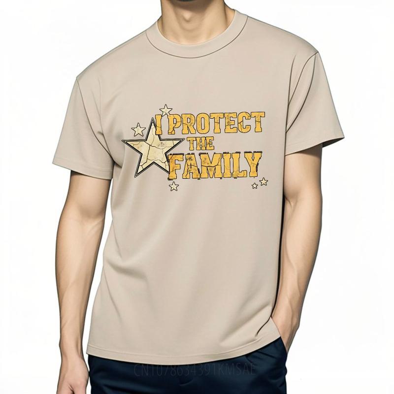 Comfortable For him Oneck tshirt Daily Wear I Protect The Family Star Design Anime For her Teeshirt summer teeshirt for him