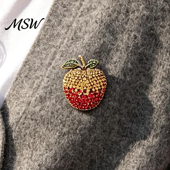 Golden Tone Fruit Accessories Rhinstone Brooch Pin for Women, Shape Alloy Lapel Retro Decorative Badge Pin, Clothing Jewelry Wedding Party Prom Shirts