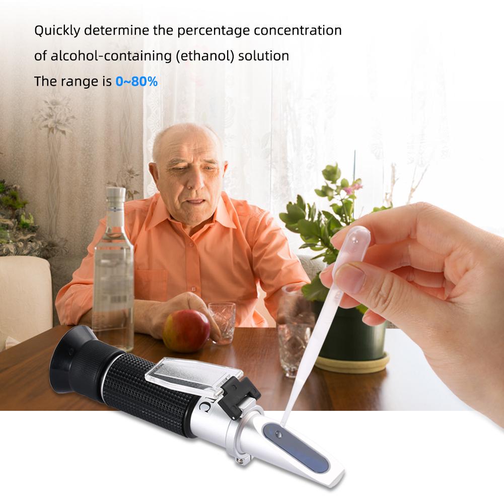 Alcohol Refractometer 0-80% Spirits Tester Alcoholometer (Single Scales) Adjustable Manual Focu