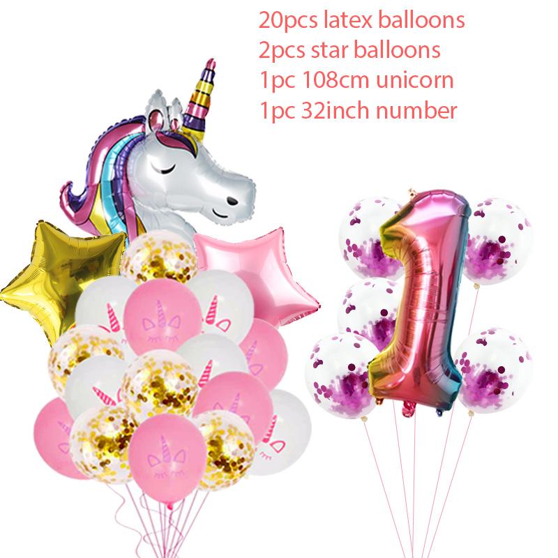 Украшение в виде единорога, одноразовый набор столовых приборов для вечеринки, товары для дня рождения в виде единорога, украшения для дня рождения девочки на первый день рождения