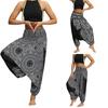 Qii-Leggings Women Casual Loose Yoga Trousers Baggy Boho Aladdin Jumpsuit Pants