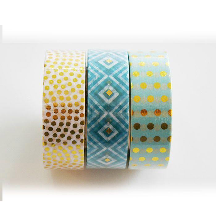 3 masking tapes 10 m - Menthe-doré