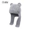 25 Autumn and Winter New Wool Hat Funny Cute Bear Ears Plush Pullover Hat Warm and Cold Knitted Hat Woman