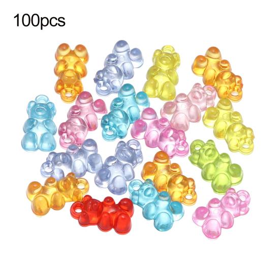 Yousheng 100 шт. разноцветные бусины в виде медведя прозрачные акриловые цветные бусины в виде медведя мини-подвески в виде медведя для браслета, ожерелья, сделай сам, ремесла, изготовление ювелирных изделий