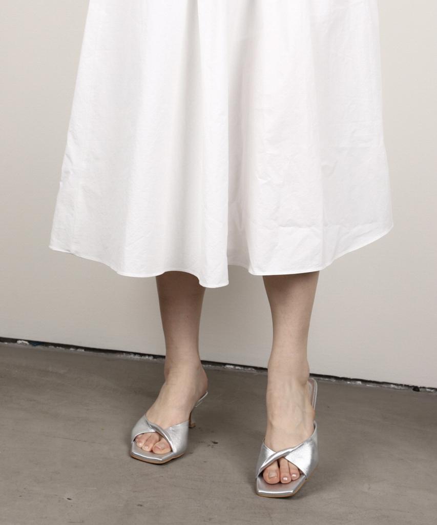 2Comm All Leather Twist Sandals_Silver