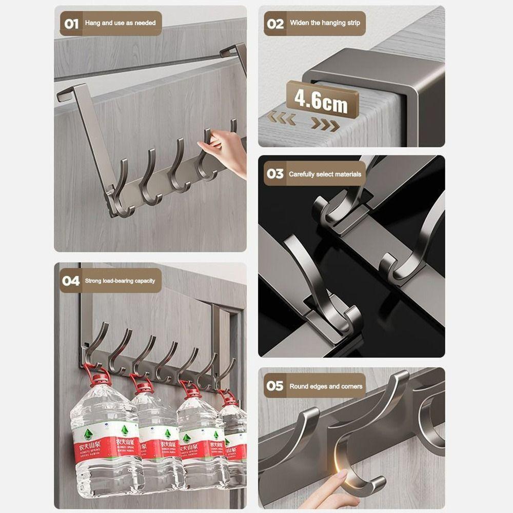 Настенная полка для хранения за дверью без пробивания отверстий, держатель для хранения, вешалка для одежды, креативность, 6/7/8 дверных крючков