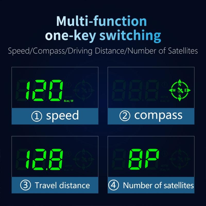 HUD автомобиля, проекционный дисплей, сигнализация превышения скорости, спидометр, GPS HUD, цифровые датчики, напоминание об усталости от вождения