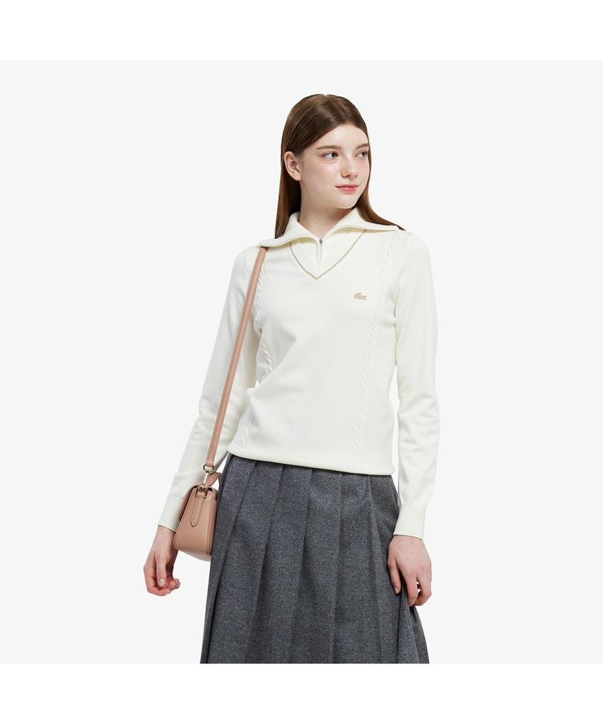 LACOSTE Women'S Half-Zip Wing Collar Sweater Af708E-55N 001