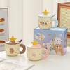Милая керамическая кружка для щенка с крышкой и ложкой, высококачественная чашка для воды для дома, чашка для завтрака для девочек, в подарок лучшему другу, сувенир