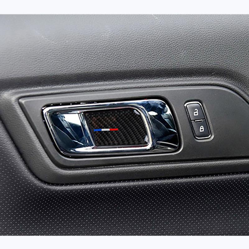 Дверные ручки из углеродного волокна, декоративные дверные чаши для Ford Mustang, наклейки для автомобиля, автомобильный стиль 2015 2016 2017