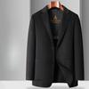 Мужской двусторонний шерстяной костюм, новый осенне-зимний короткий деловой повседневный однотонный шерстяной костюм