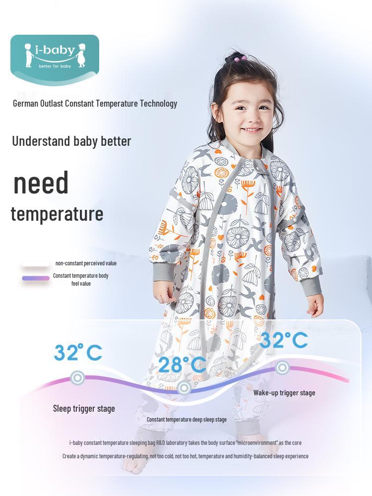 Детский осенне-зимний вязаный спальный мешок iBaby (не хлопковый) с разделенными штанинами и защитой от выталкивания ножек для мальчиков и девочек