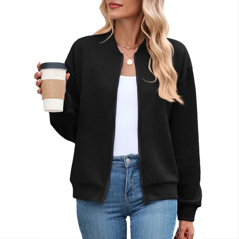 Женская однотонная куртка на молнии с длинным рукавом в стиле бейсбол, повседневная, осенне-зимняя, новинка, модная верхняя одежда, пальто