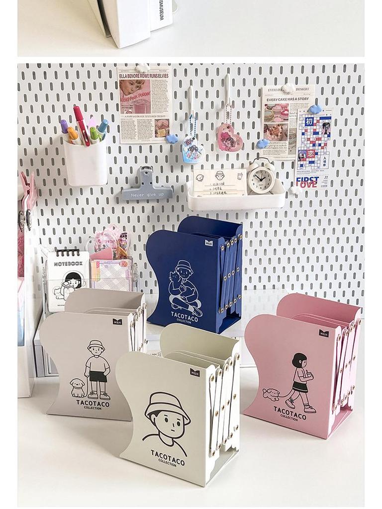 Mai & TACOTACO Adjustable Desktop Organizer Bookends with Dividers