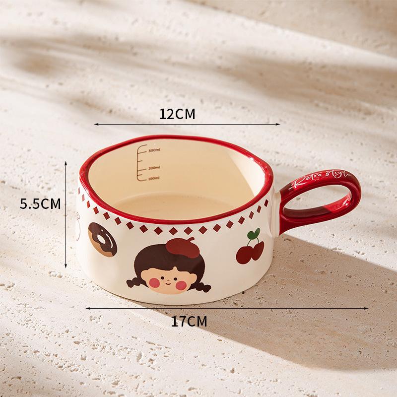 Керамическая чашка для завтрака, чашка для молока и овсянки, изысканная кофейная чашка в стиле ретро, мультяшная, милая, с креативным дизайном питомца