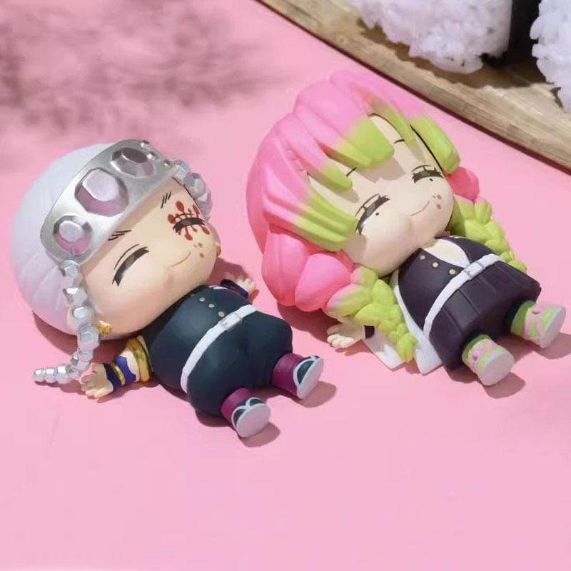 6Pcs/1Set Demon Slayer Anime Model Kamado Tanjirou Agatsuma Zenitsu Inosuke Doll Playthings Kyoujurou Belly Filling Ornaments Tengen