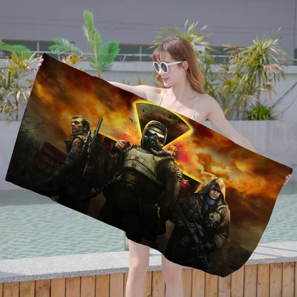 Horror Game S-Stalker Anime Beach Swimming Towel Soft Absorbent Washcloth Children's Gifts for Kids Travel Camping Gym