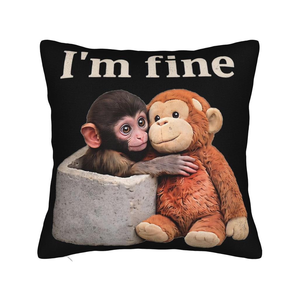 Baby Macaque Hugging Plush Cute Monkey Punch Pillowcase Polyester Cushion Cover Decorations Pillow Case Cover Sofa Square 40X40