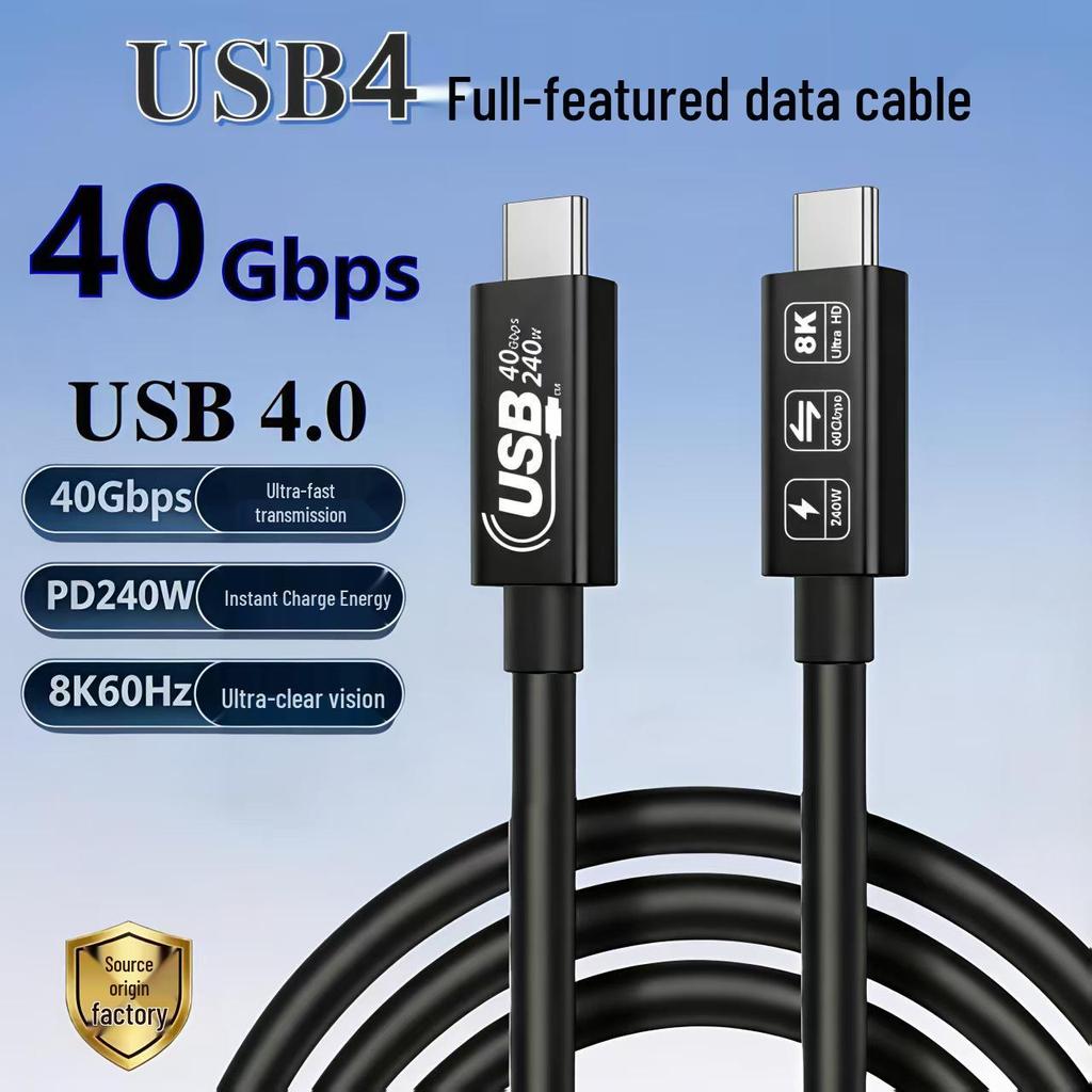 Кабель данных Thunderbolt 4 Type-C Male-to-Male, Высокоскоростной 40 Гбит/с, Зарядка PD 240 Вт, Зеркалирование 8K