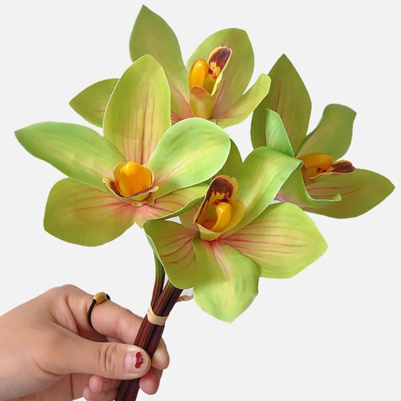 1 букет искусственных цветов искусственная орхидея искусственный цимбидиум декоративные цветы магнолия настоящие сенсорные цветы домашний декор свадебное украшение