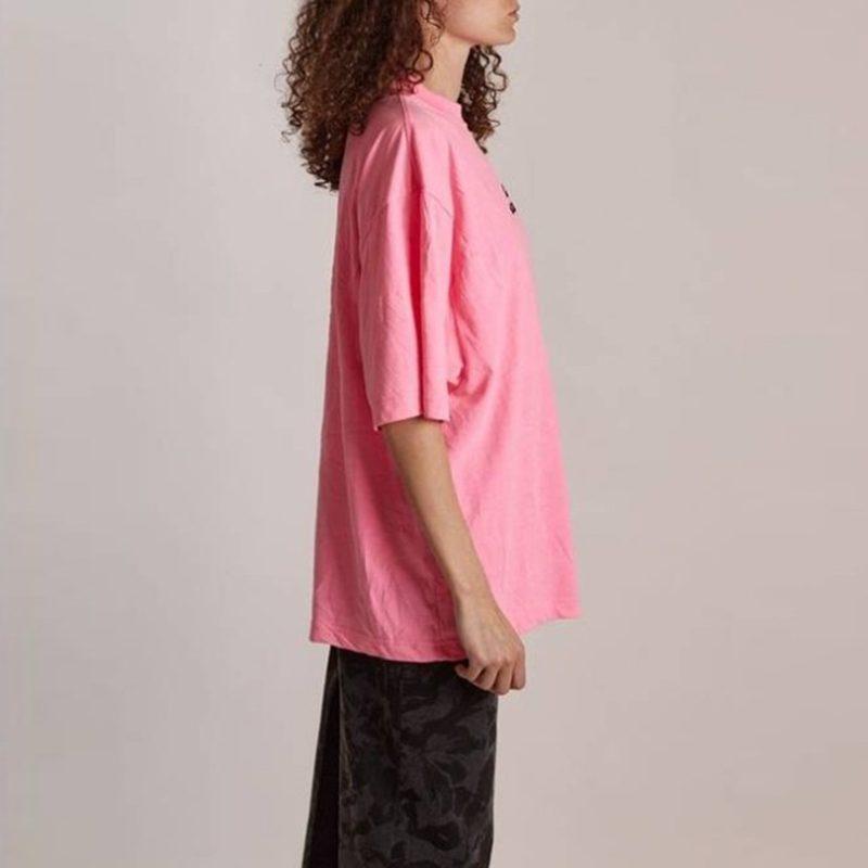 Balenciaga Женская футболка SS21, розовая, подарок, артикул 641532TJVA95764
