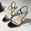 Luxury Crystal Women High Heels Sandals Chunky Brand Pumps Spring Summer New Trend Dress Party Ladies Shoes Women Slippers